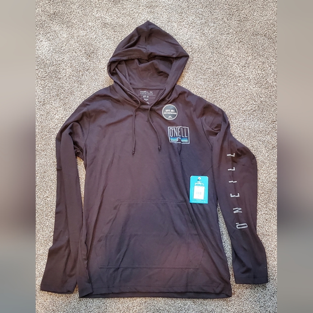 O'neill Men's Black Long Sleeve Hooded Shirt Size Medium